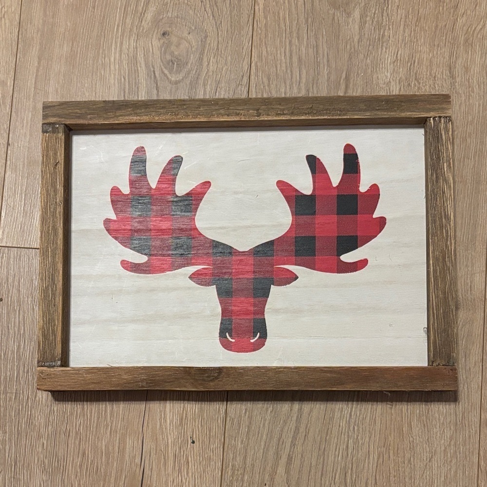 Hobby Lobby Moose Plaid Art in Red and Black